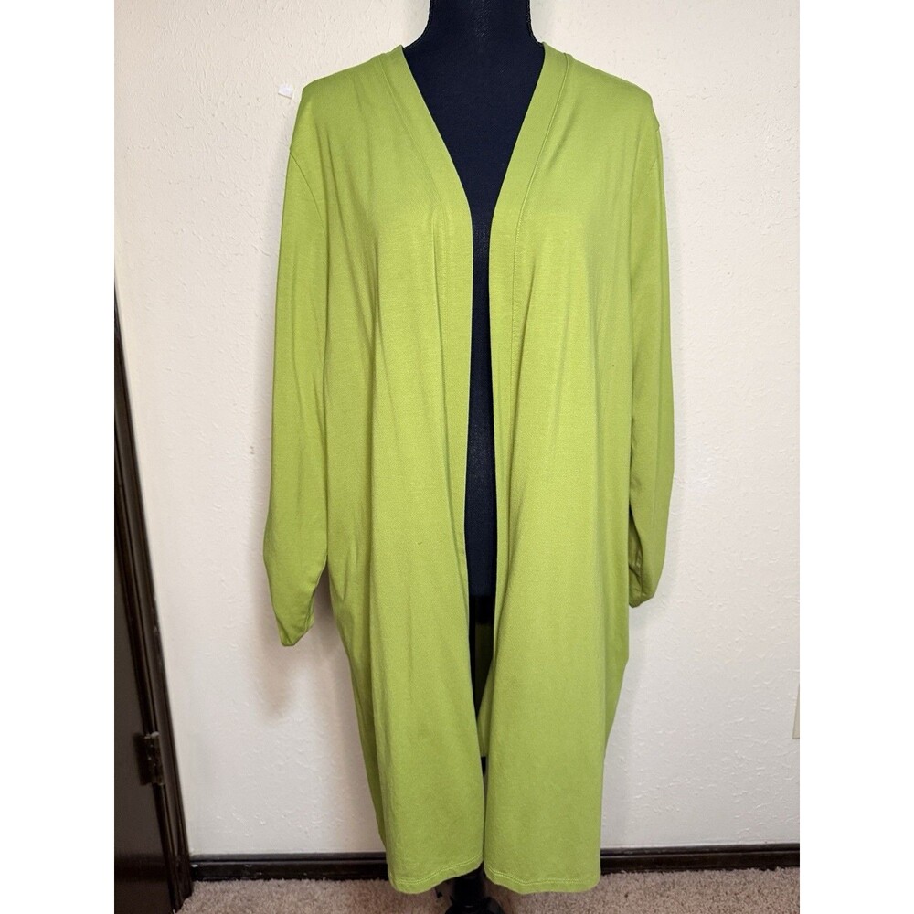 Isaac Mizrahi Live! Women's Size XL Flowy Boho Kimono Cardigan Green Long Sleeve